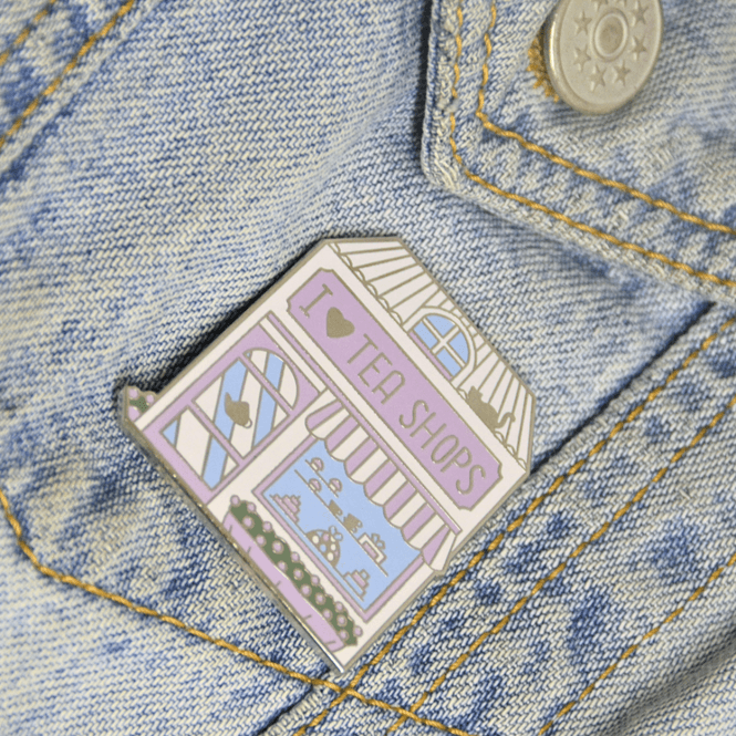 Hovedbilde I Love Tea Shops stor Enamel Pin